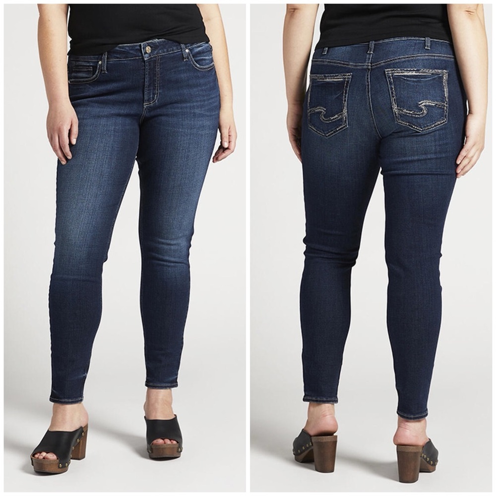 NWT Silver Jean Elyse Curvy Fit Mid Rise Skinny In‎ Indigo Size 18W x 29